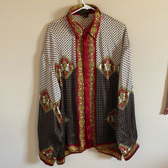 seta per uomo Other - Vintage Seta Per Uomo Silk Button-Down Shirt